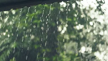 Rain on the window of a house, seen from inside